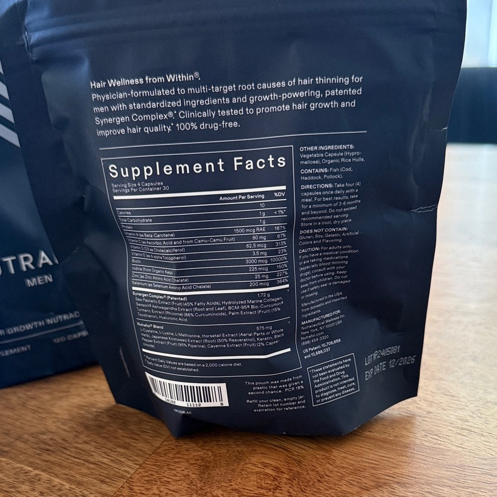 Nutrafol Men Hair Growth Nutraceutical Support Refill Bag 120 Capsules - Picture 4 of 6